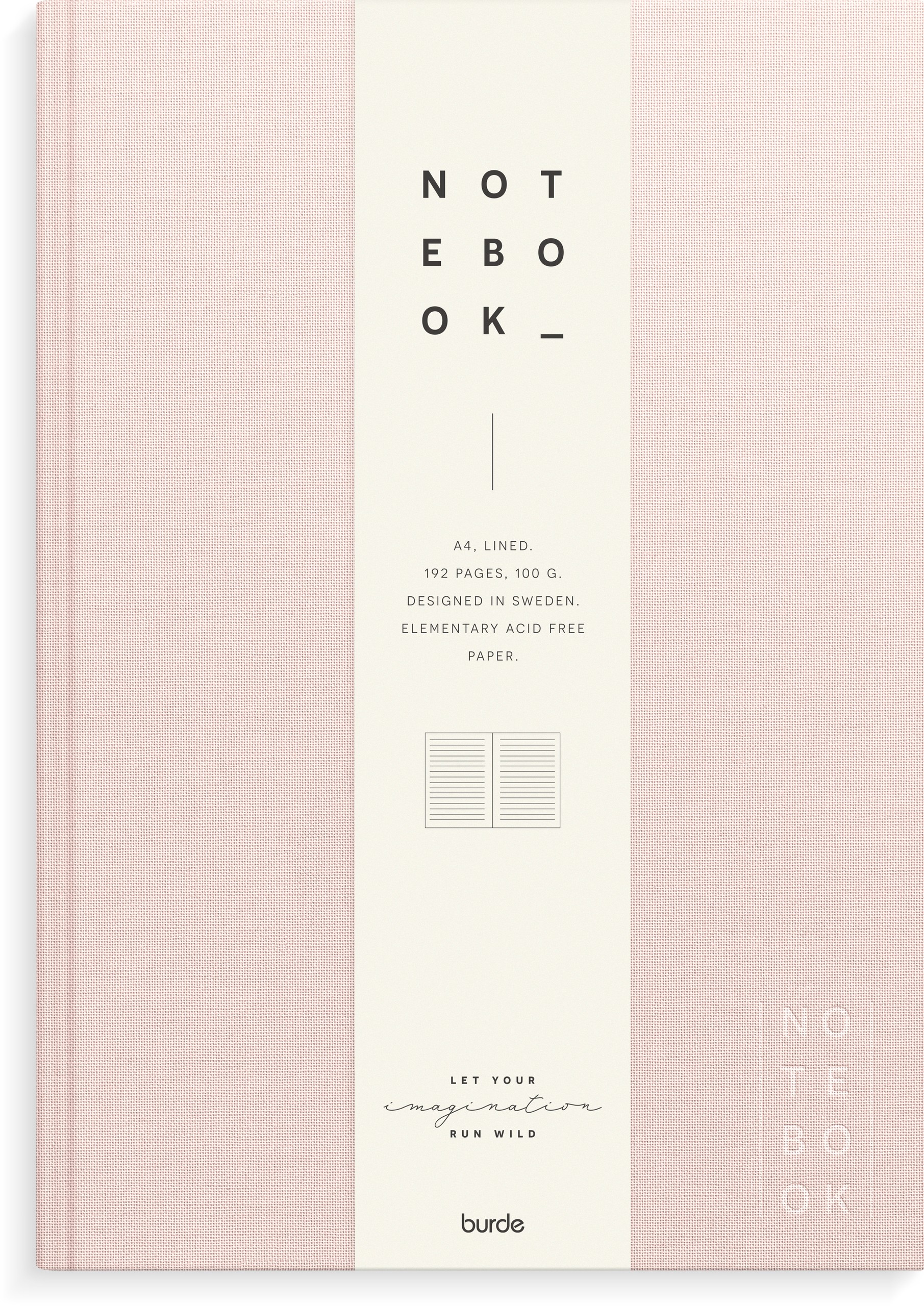 Anteckningsbok A4 Rosa textil, Linjerad, Burde