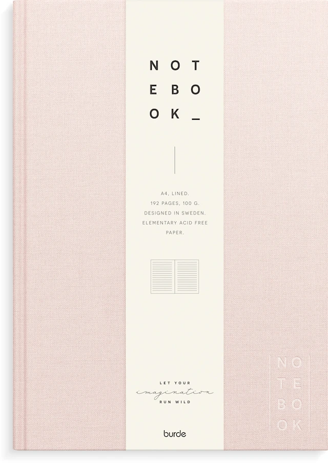 Anteckningsbok A4 Rosa textil, Linjerad, Burde