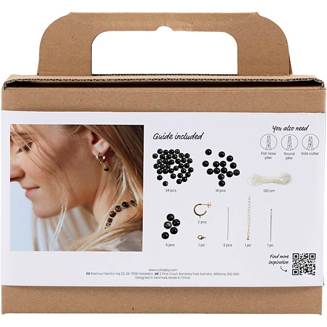 Produktbilde 2 for Mini DIY Kit Smykker, Halskjede og øreringer, svart, hvit, 1 pk.