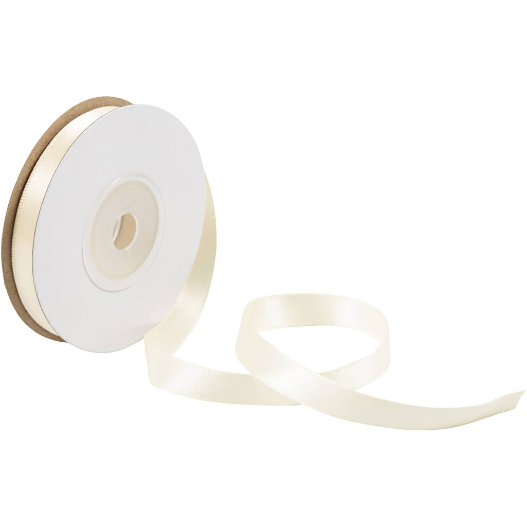 Satinband Creme Bredd 10mm x 10m/1 rulle
