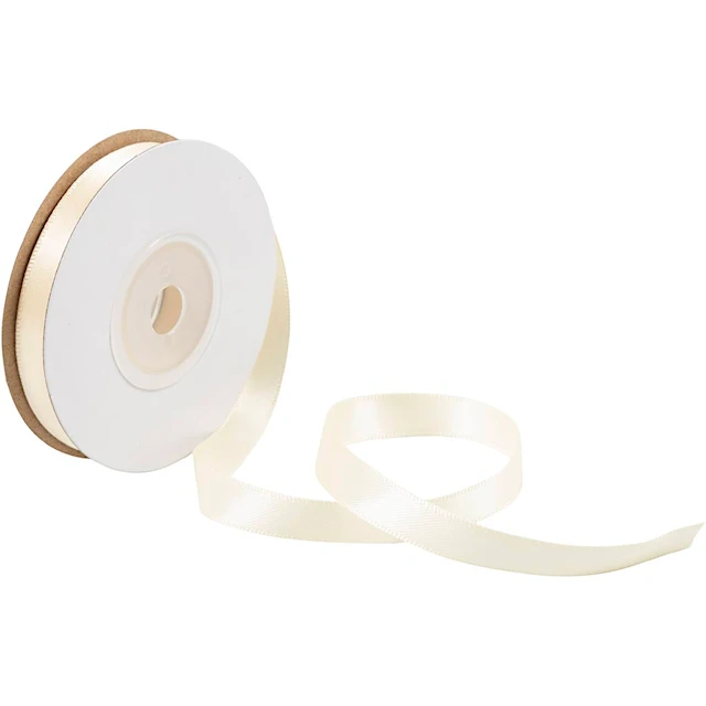 Satinband Creme Bredd 10mm x 10m/1 rulle