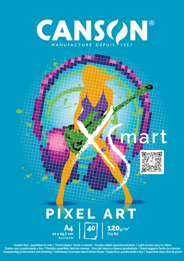 Skisspapper A4 limmad långsida 120g 40 ark Canson XSMART Pixel Art