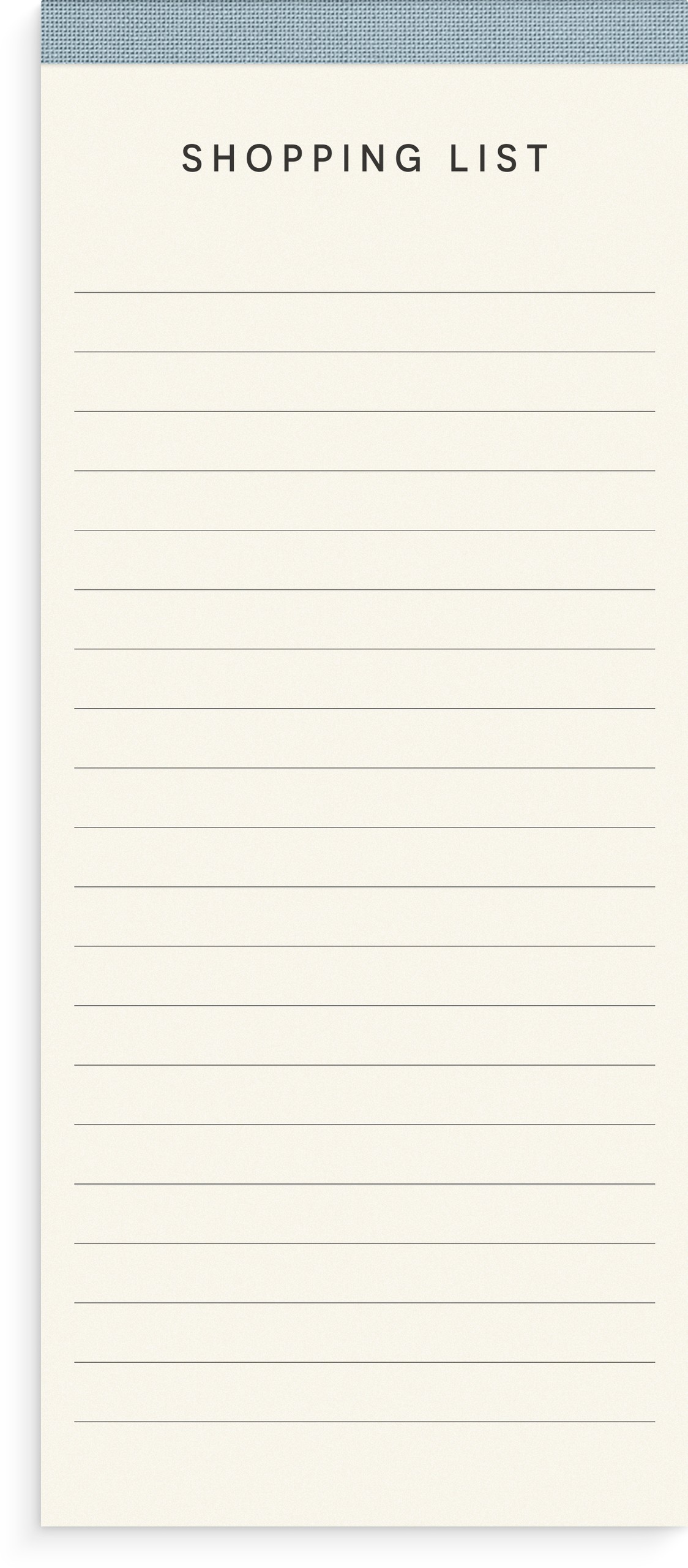 Anteckningsblock Shopping list Textil, Burde