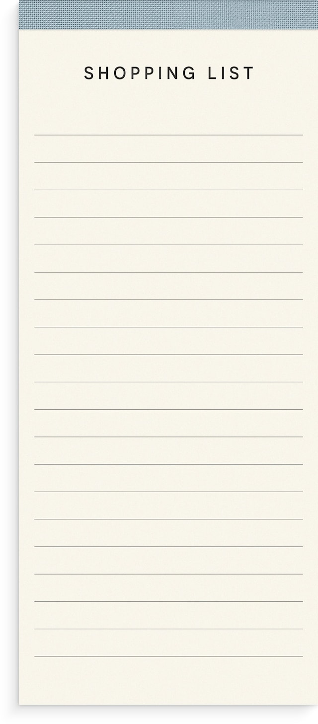 Anteckningsblock Shopping list Textil, Burde