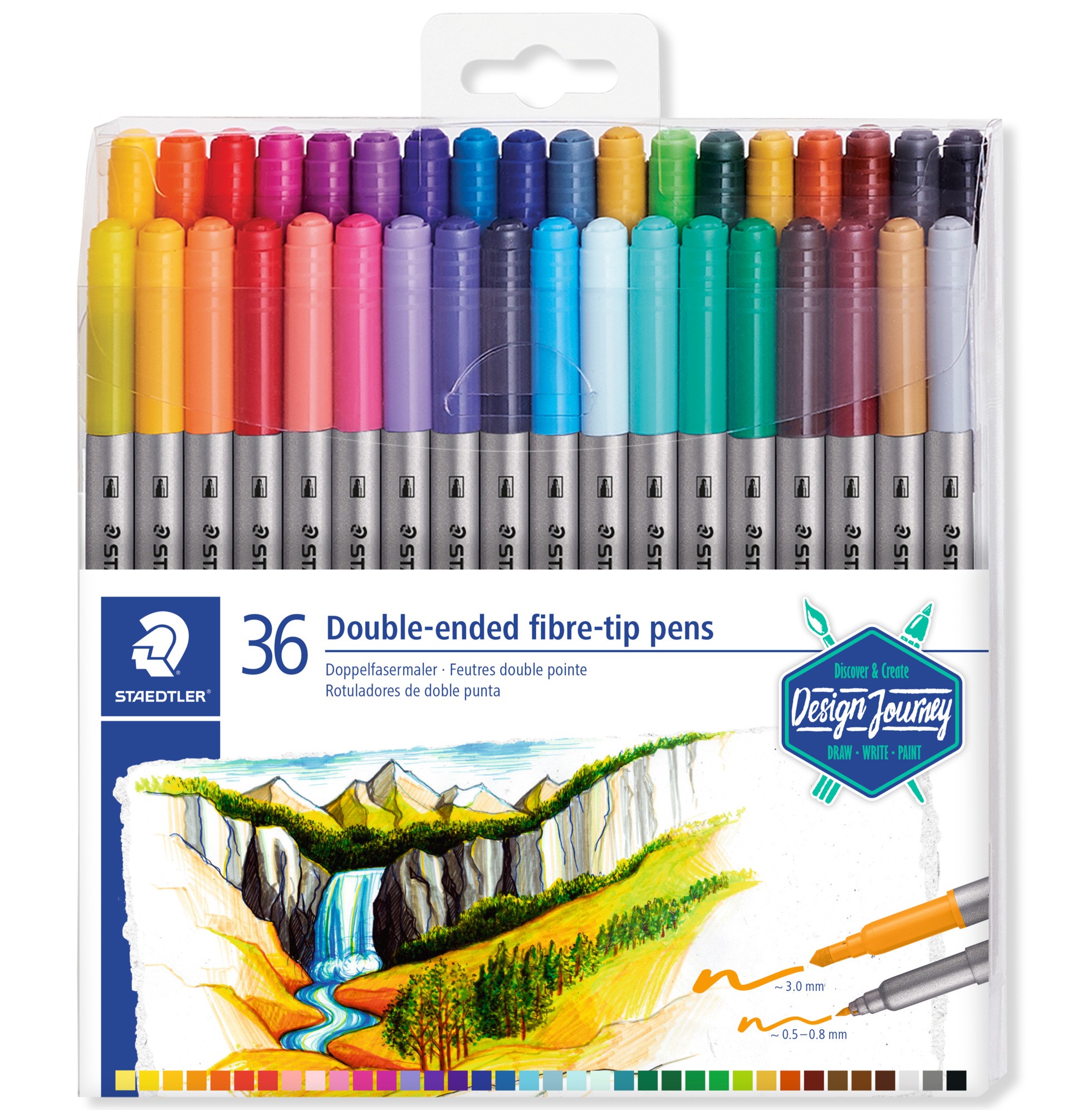 Fiberspetspenna Dubbel 36-p Design Journey Staedtler