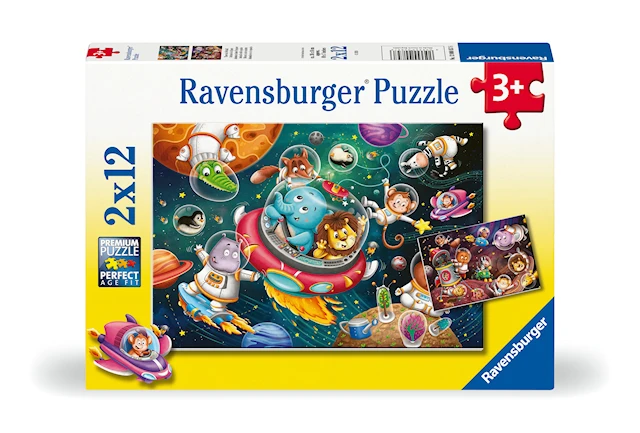 Puslespill Animals In Space 2x12 brikker, Ravensburger
