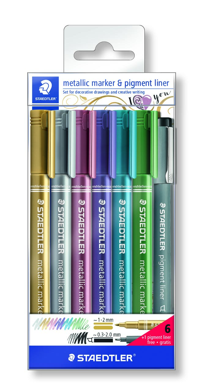 Metallic Markers 6-p + 1 Fineliner Staedtler