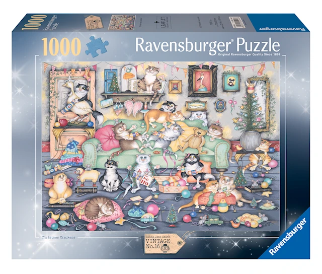 Pussel Crazy Cats Christmas Crackers 1000 bitar, Ravensburger