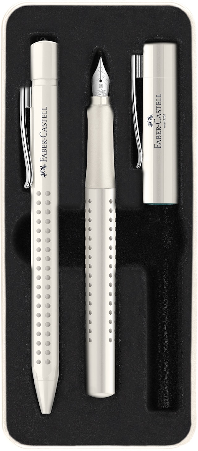 Tuotekuva 1 - Faber-Castell Grip 2010 Harmony -lahjakynäsetti, jossa täytekynä (kärjen leveys M) ja kuulakärkikynä, M, Coconut Milk