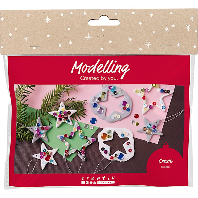 Tuotekuva 1 - Askartelusetti Mini Muovailu, Tähdet, hopea, valkoinen, 1 pkk/ 1 pkt