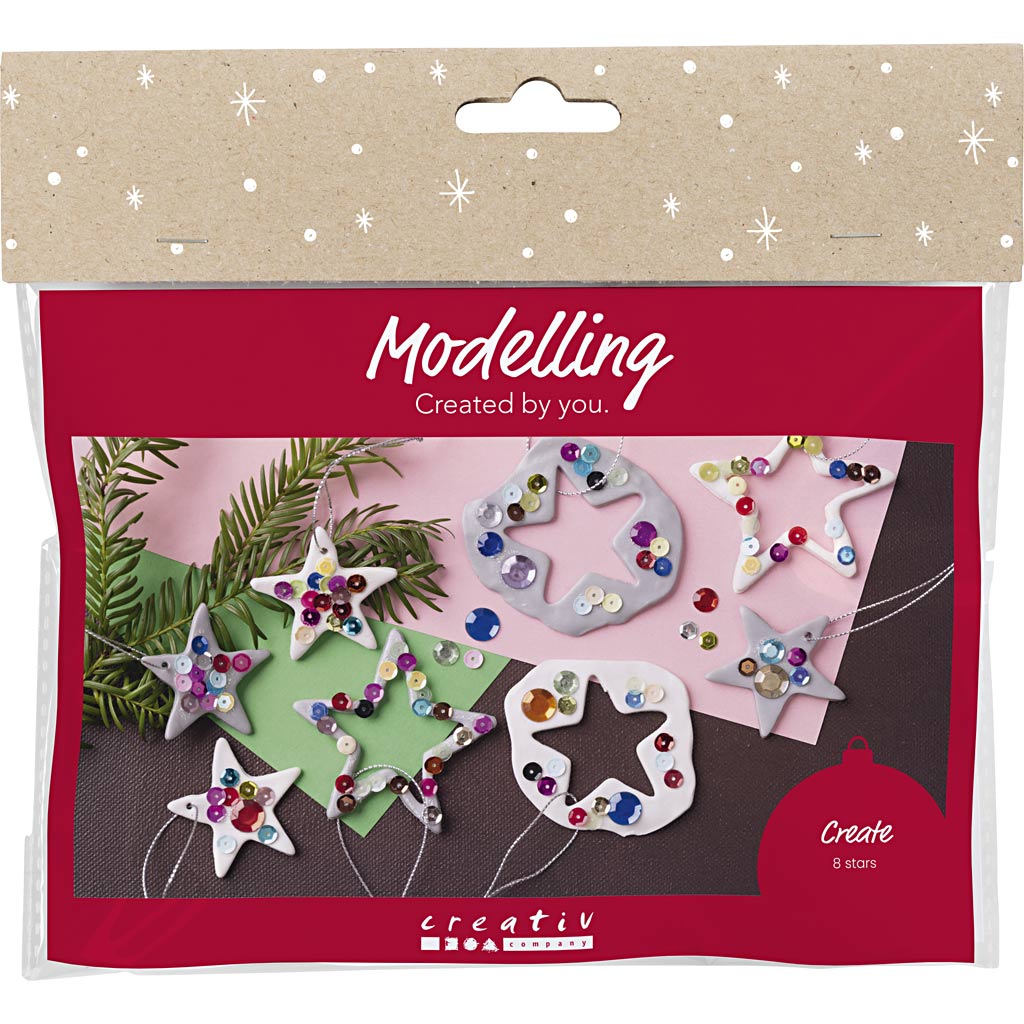 Mini DIY Kit Modellera Stjärnor silver & vit 1 förp