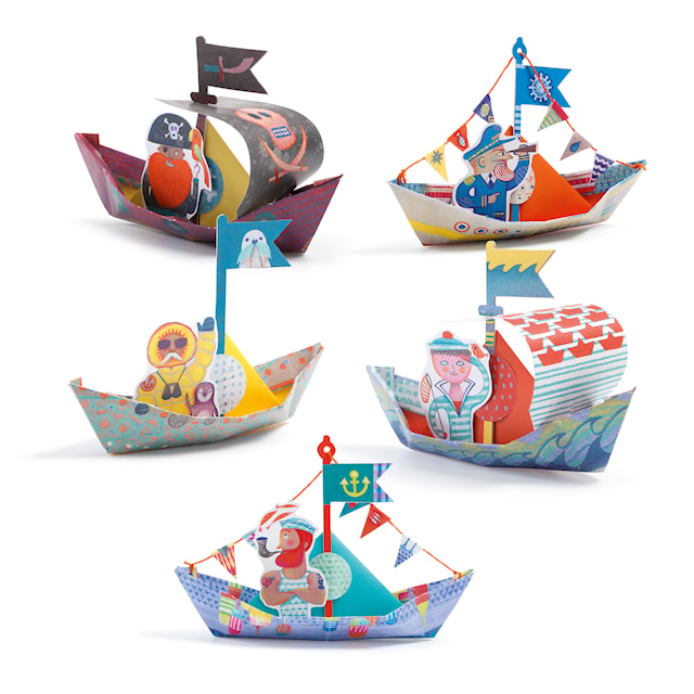 Produktbilde 3 for Origami flytende båter 15 ark flaggklistremerker Djeco