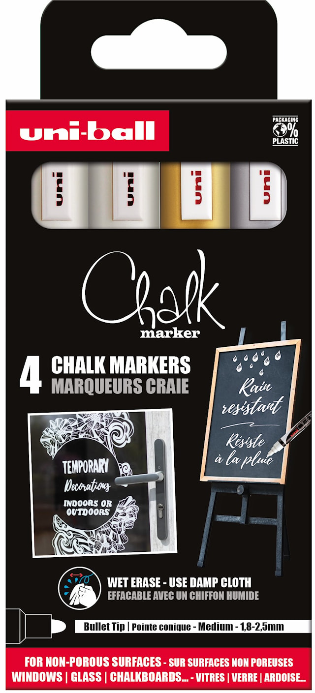 Märkpenna Chalk Marker Vit Silver Guld PWE-5M 4-pack Posca