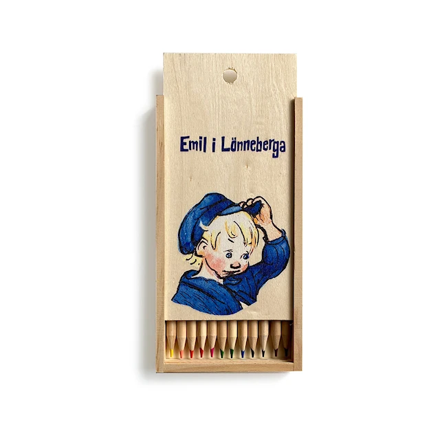 Färgpennor I Träskrin Emil Astrid Lindgren