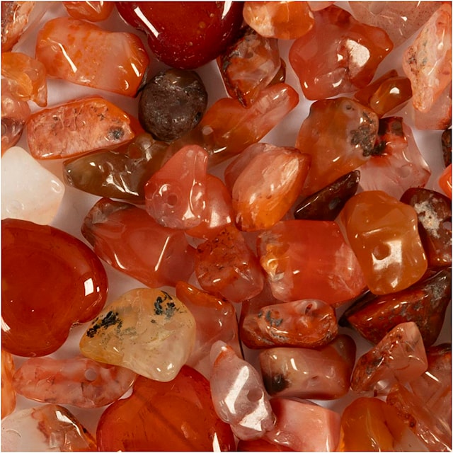 Tuotekuva 3 - Kristallihelmet, Aventuriinikvartsi, koko 7-12 mm, aukon koko 1 mm, ca. 63 kpl, koralli, 63 kpl/ 1 pkt