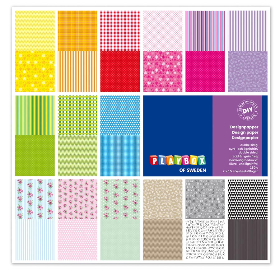 Designpapper Paperpad Mönstrade 30 sidor Playbox