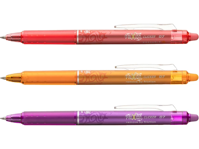 Kuulakärkikynä Frixion Clicker 3 pakkaus Apricot/Coral/Purple Pilot
