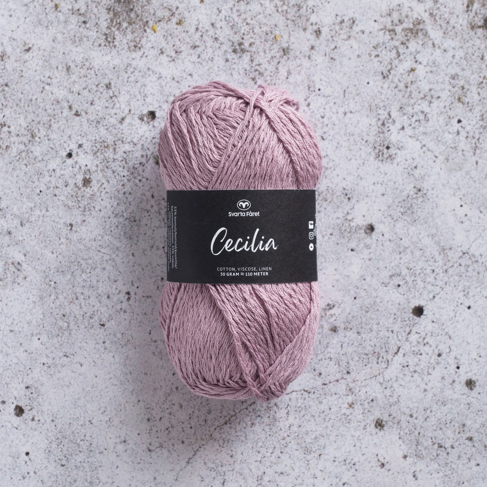 Produktbild för Cecilia Garn Lin- och bomullsmix 50 g Svarta Fåret