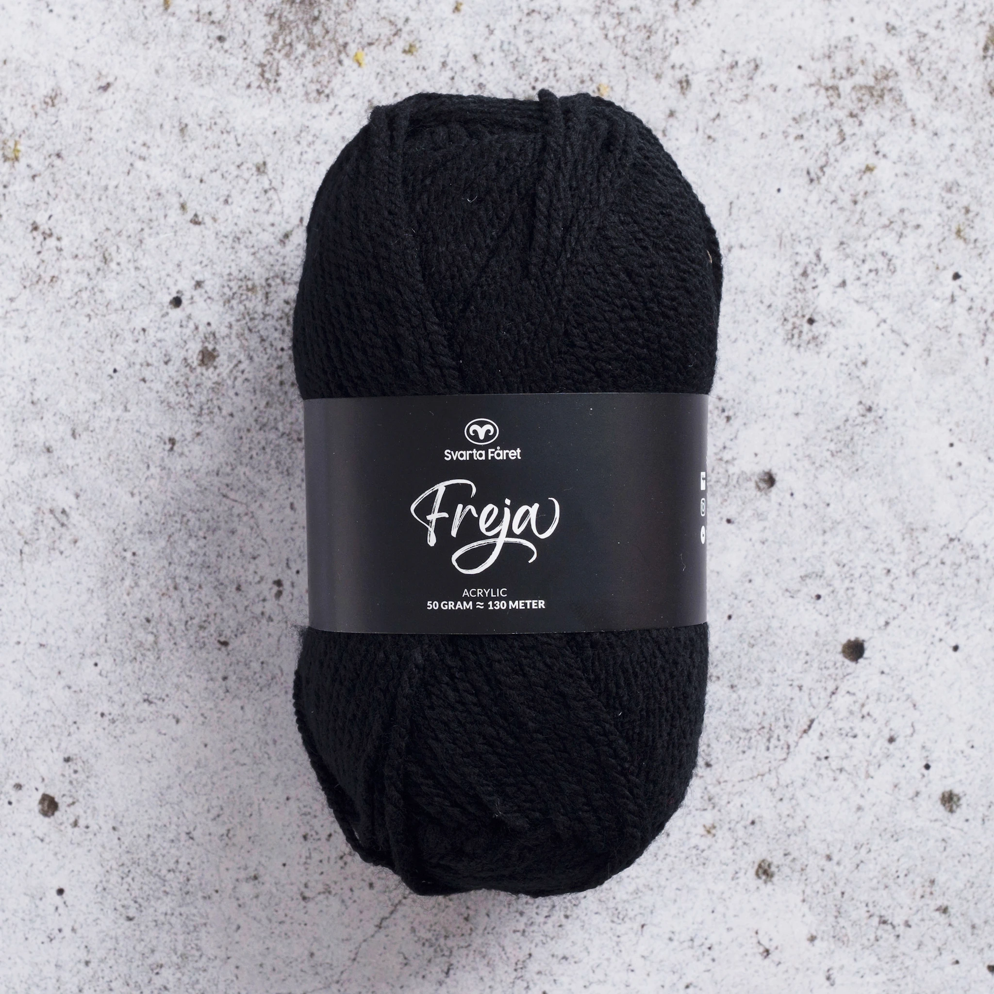 Produktbild för Freja Garn Akryl 50 g svart 01 Svarta Fåret