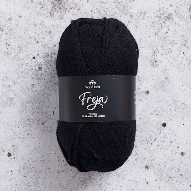 Freja Garn Akryl 50 g svart 01 Svarta Fåret