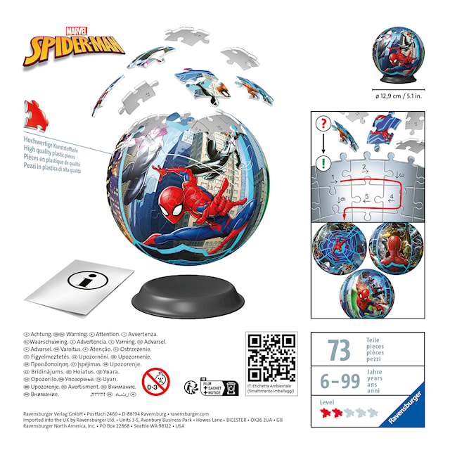 Produktbild 3 för Pussel Spider-Man 3D Ball 72 bitar, Ravensburger