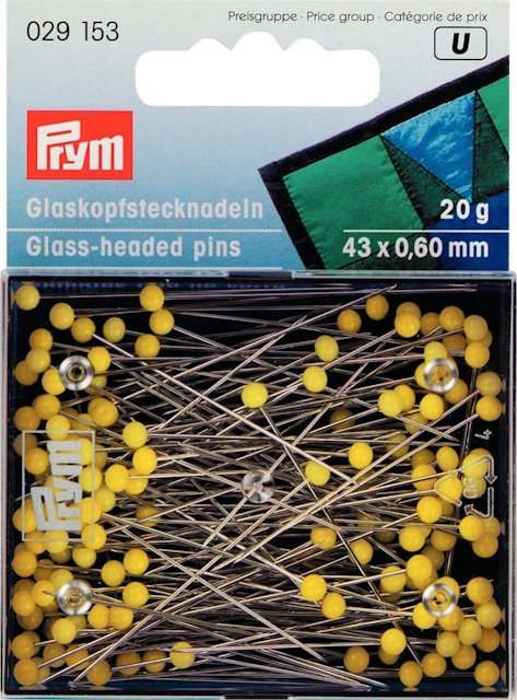 Knappnål 0.60 x 43 mm Glashuvud 20 g X-långa Prym