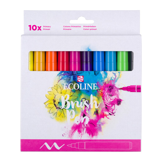 Brush Pen Basic Set med 10 Pennor Ecoline