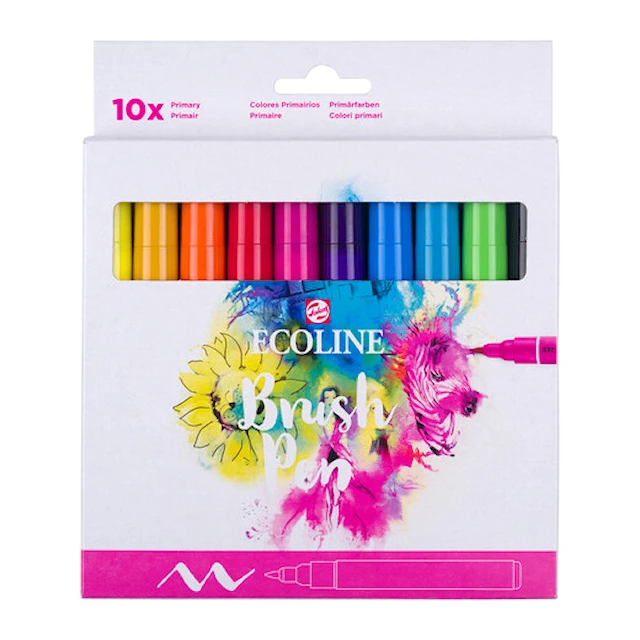 Brush Pen Basic Set med 10 Pennor Ecoline