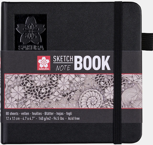 Skissbok 12x12 cm 80 sidor creme vitt papper 140g Sakura
