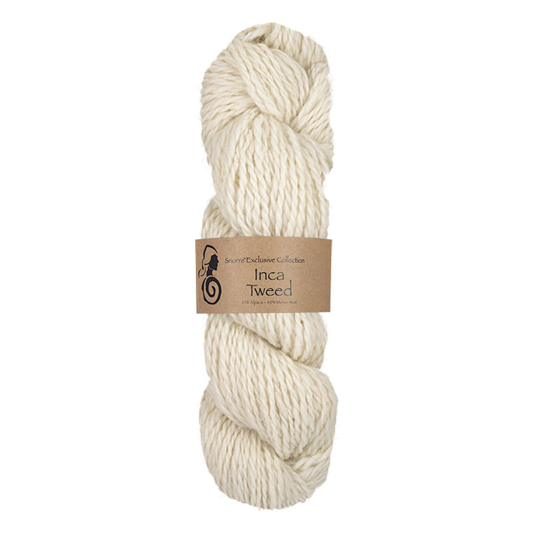 Produktbild för Inca Tweed Alpacka, ull 50 gr Vit 100, Viking Snorre