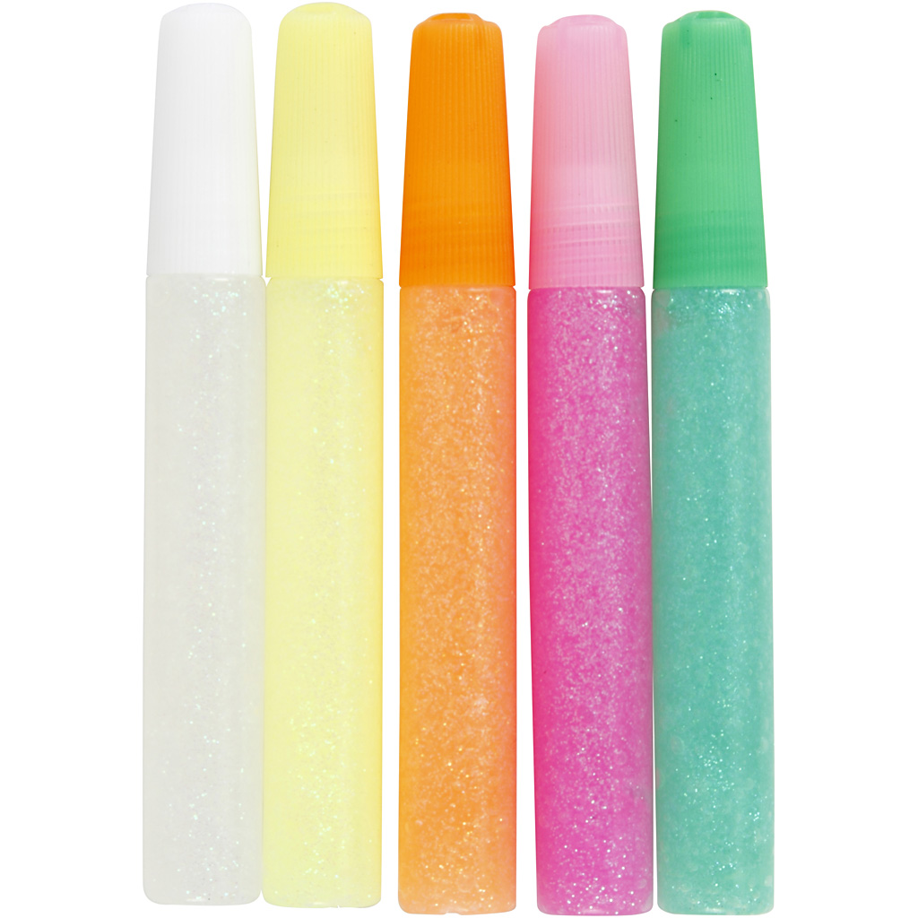 Glitterlim pastellfärger 5-pack