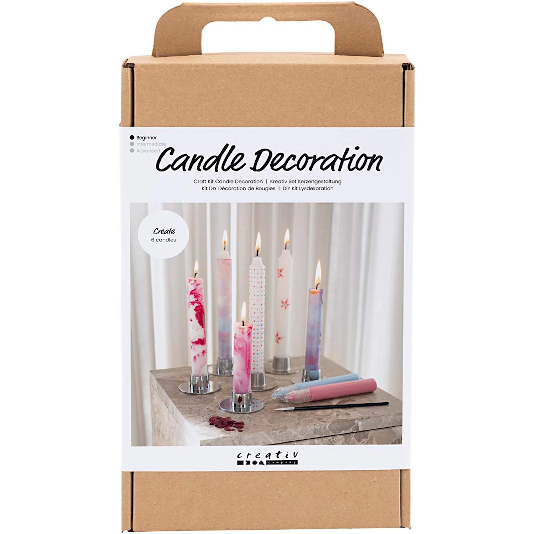 Produktbilde for DIY Kit Lysdekorasjon, Dekorerte antikklys, hvit, 1 pk.