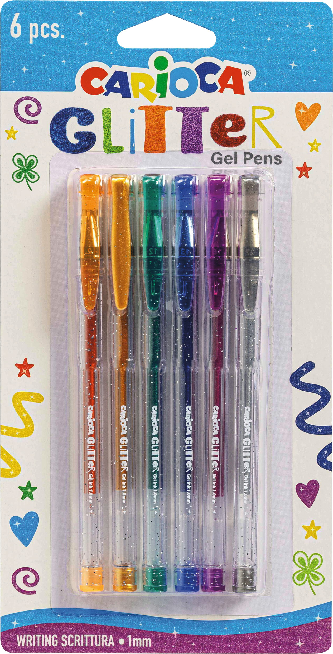 Glitterpennor Gel 6-pack Carioca