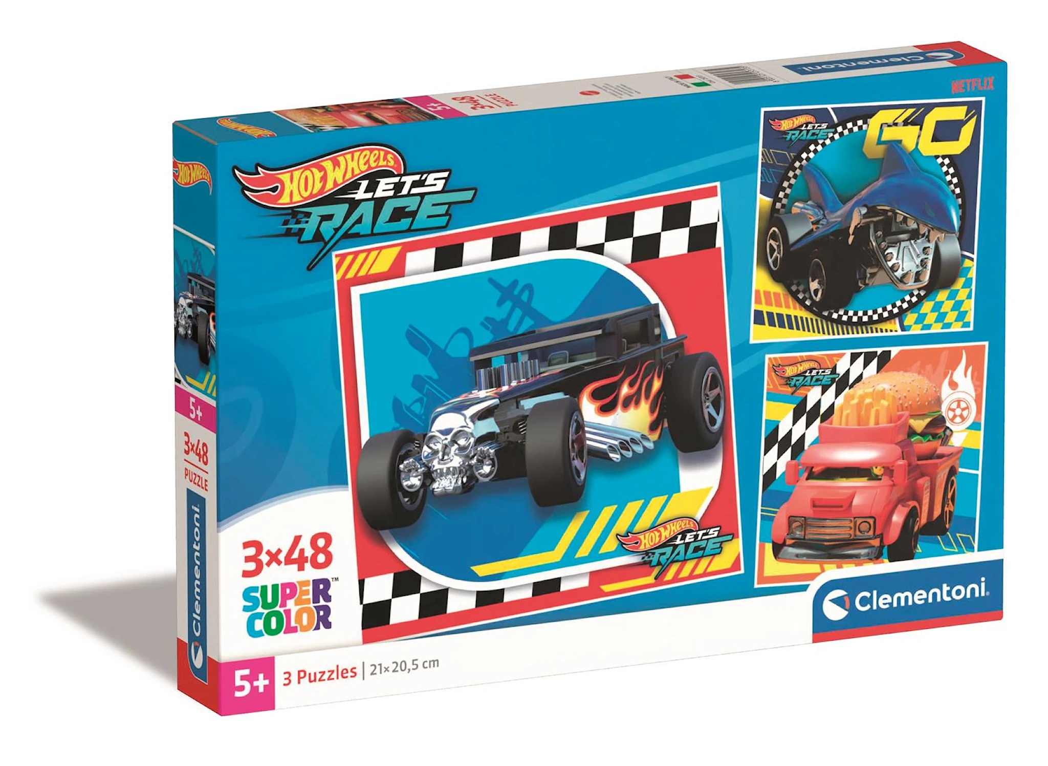 Produktbild för Pussel 3x48 bitar Hotwheels, Clementoni
