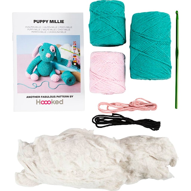 Tuotekuva 4 - Askartelusetti Amigurumi , Koiranpentu, pastellinpinkki, tumma turk., 1 pkk/ 1 pkt