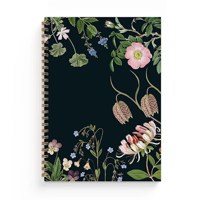 Anteckningsbok A5 Wildflower Svart