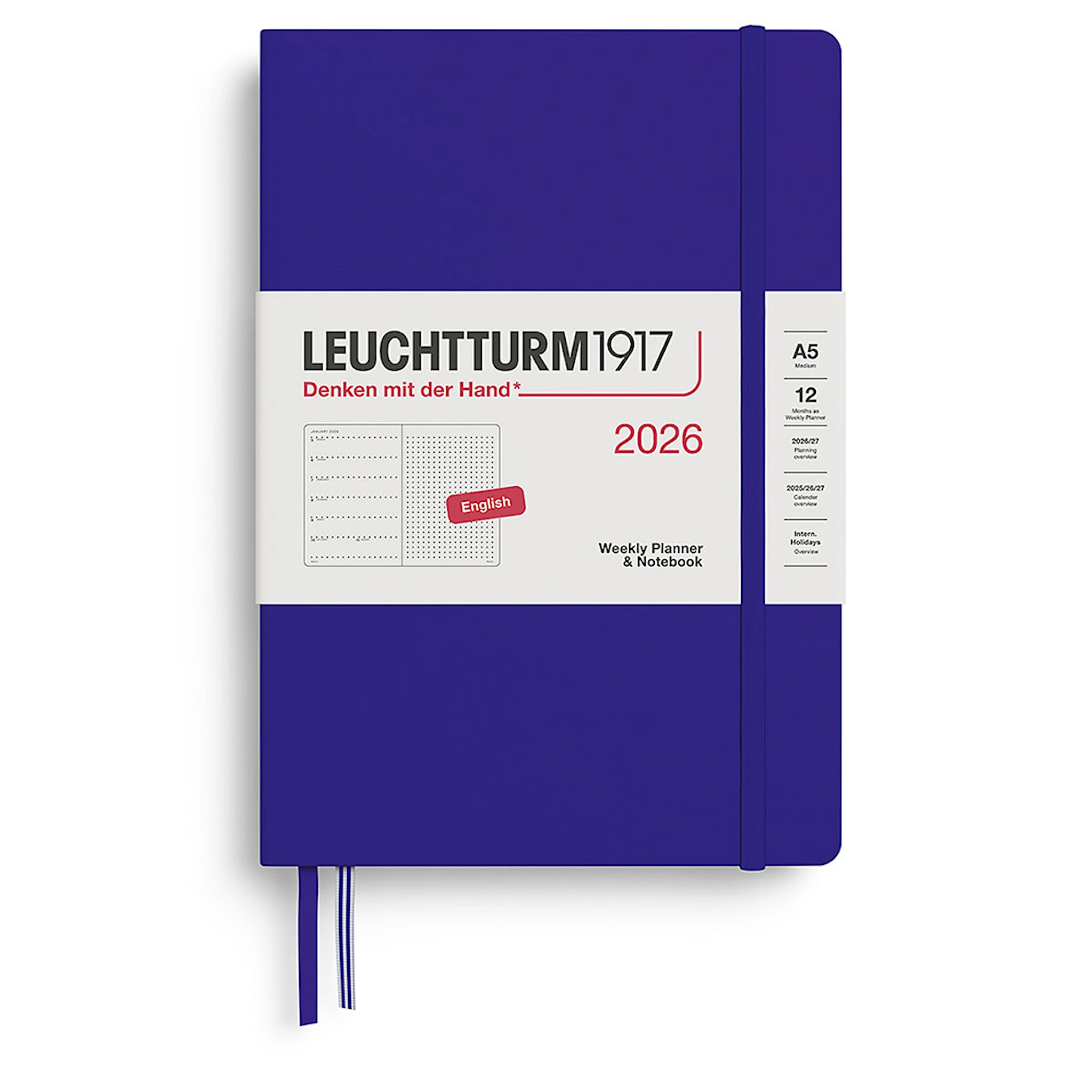 Tuotekuva ille Weekly Planner & Notebook Dotted 2026 A5 Hard Ink Leuchtturm1917