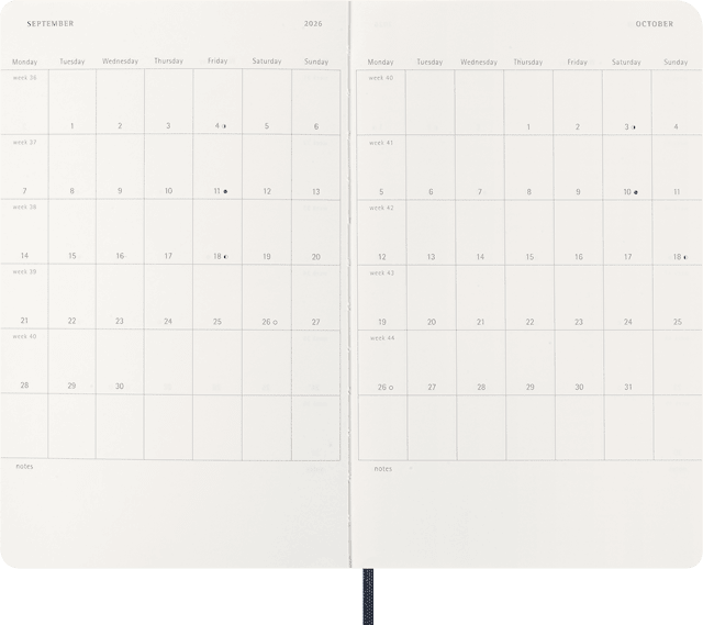 Tuotekuva 3 - Kalenteri 2026 Classic Soft 12M Week Note Large Sapphire Blue Moleskine