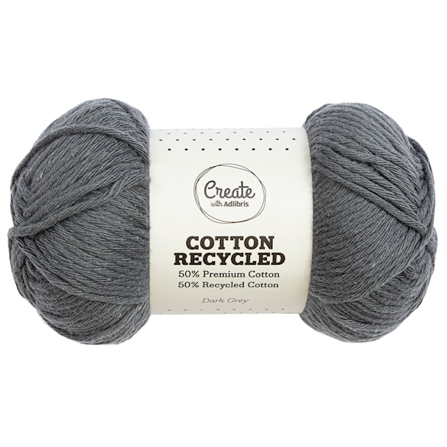 Cotton 8/9 Garn 100g Recycled Dark Grey A182 Adlibris