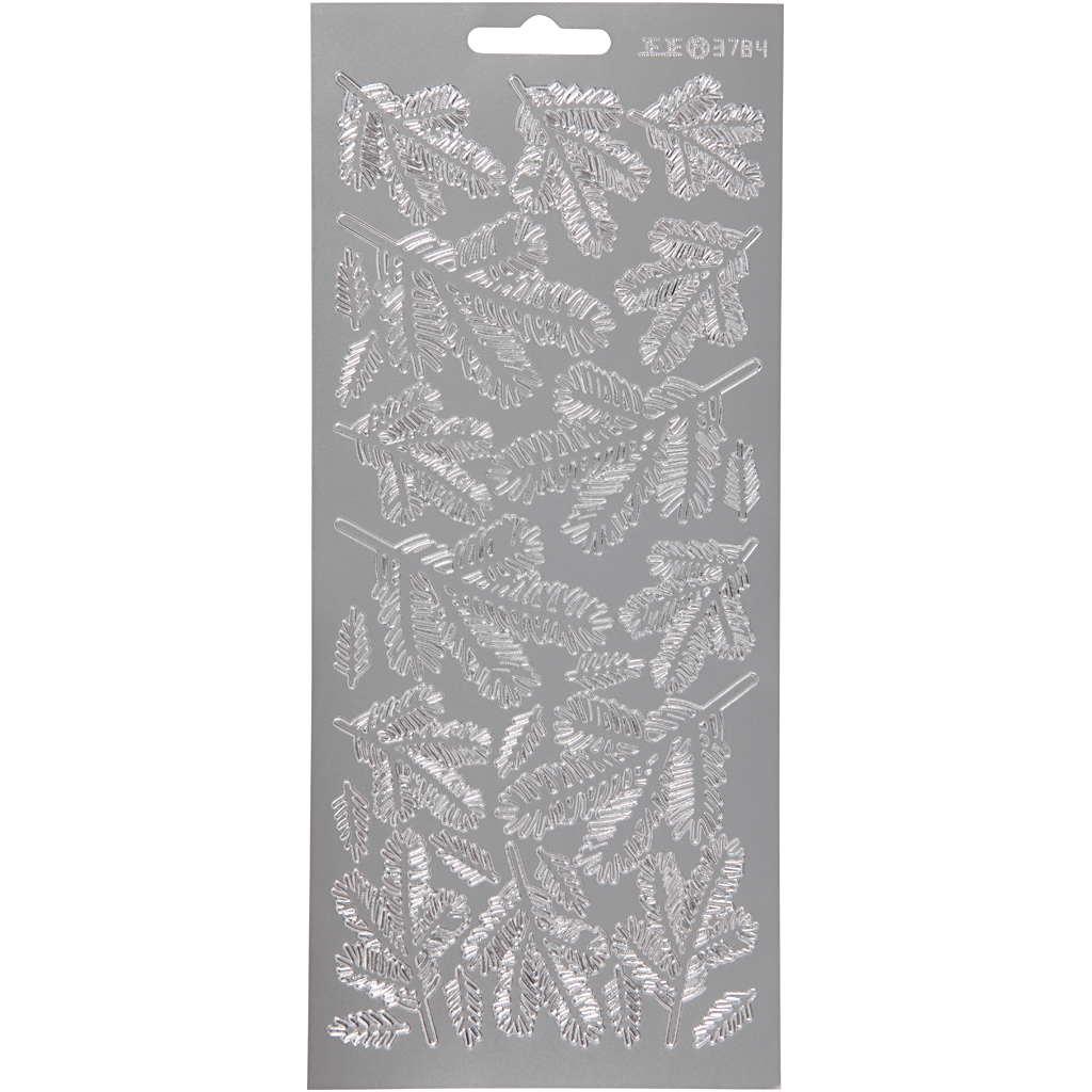 Stickers, kvist, ark 10x23 cm, silver, 1 ark