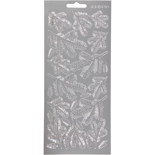 Stickers, kvist, ark 10x23 cm, silver, 1 ark