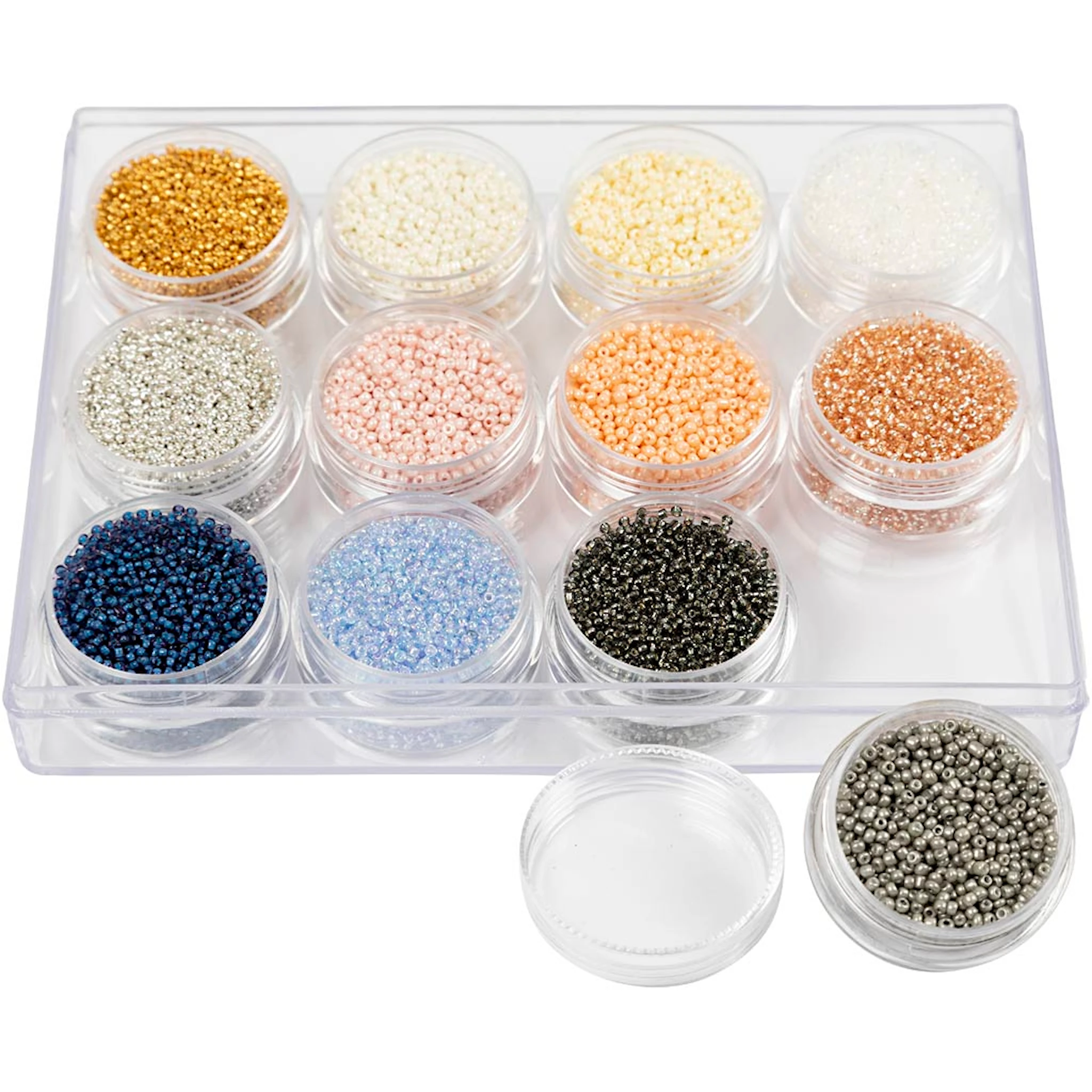Produktbilde for Rocaillesperler, dia. 1,7 mm, str. 15/0, hullstr. 0,5-0,8 mm, douche farger, 12x15 g/ 1 pk.