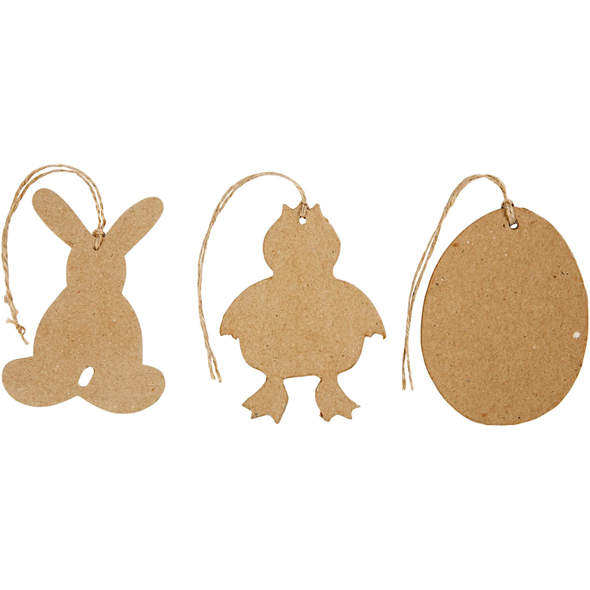 Produktbilde for Påskeoppheng, hare, kylling,egg, H: 10 cm, 6 stk./ 1 pk.