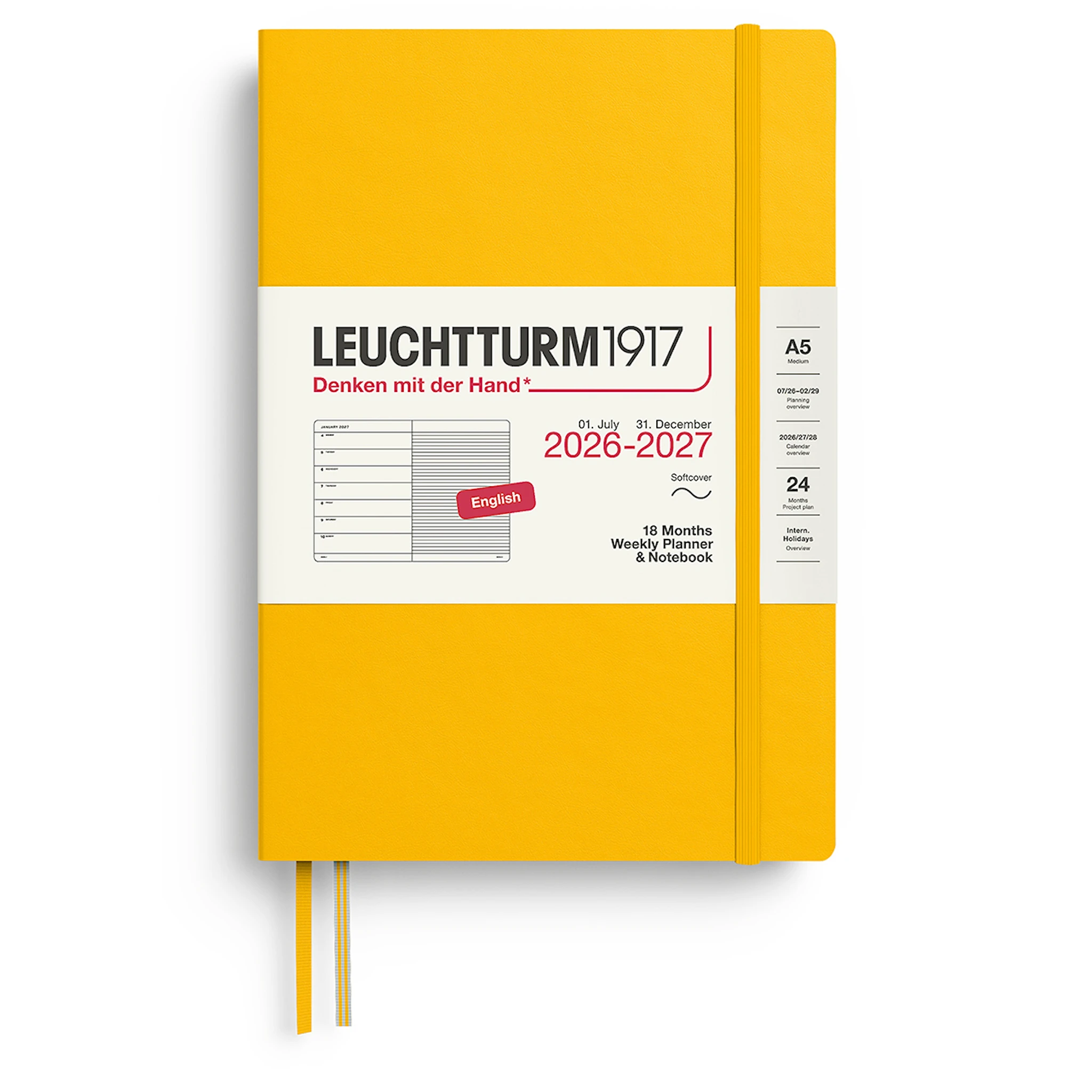Tuotekuva ille Weekly Planner & Notebook 18m 26-27 A5 Soft Sunflower Leuchtturm1917