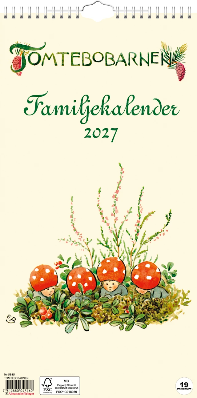 Väggkalender Tomtebobarnen 2027 Almanacksförlaget