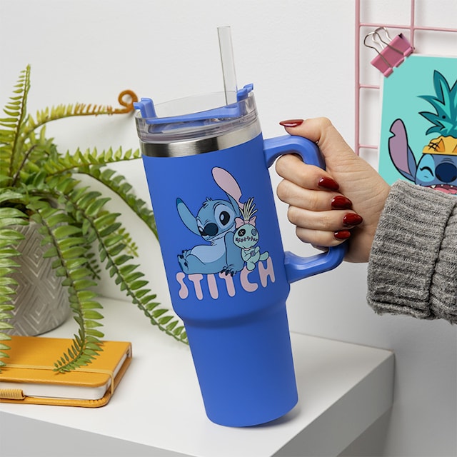 Tuotekuva 2 - Stitch Sininen 900 ml Eristetty Muki Pillillä Paladone