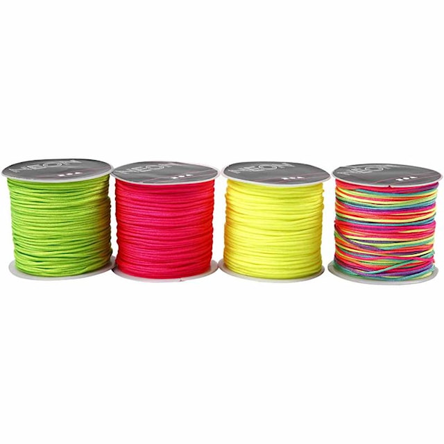 Produktbilde 2 for Knyttesnor, tykkelse 1 mm, neon grønn, neon pink, neon gul, neonmix, 8x28 m/ 1 pk.