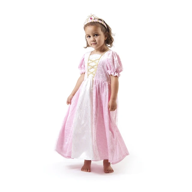 Prinsessklänning Maskerad Rosa Sammet 122-128 cm Den Goda Fen