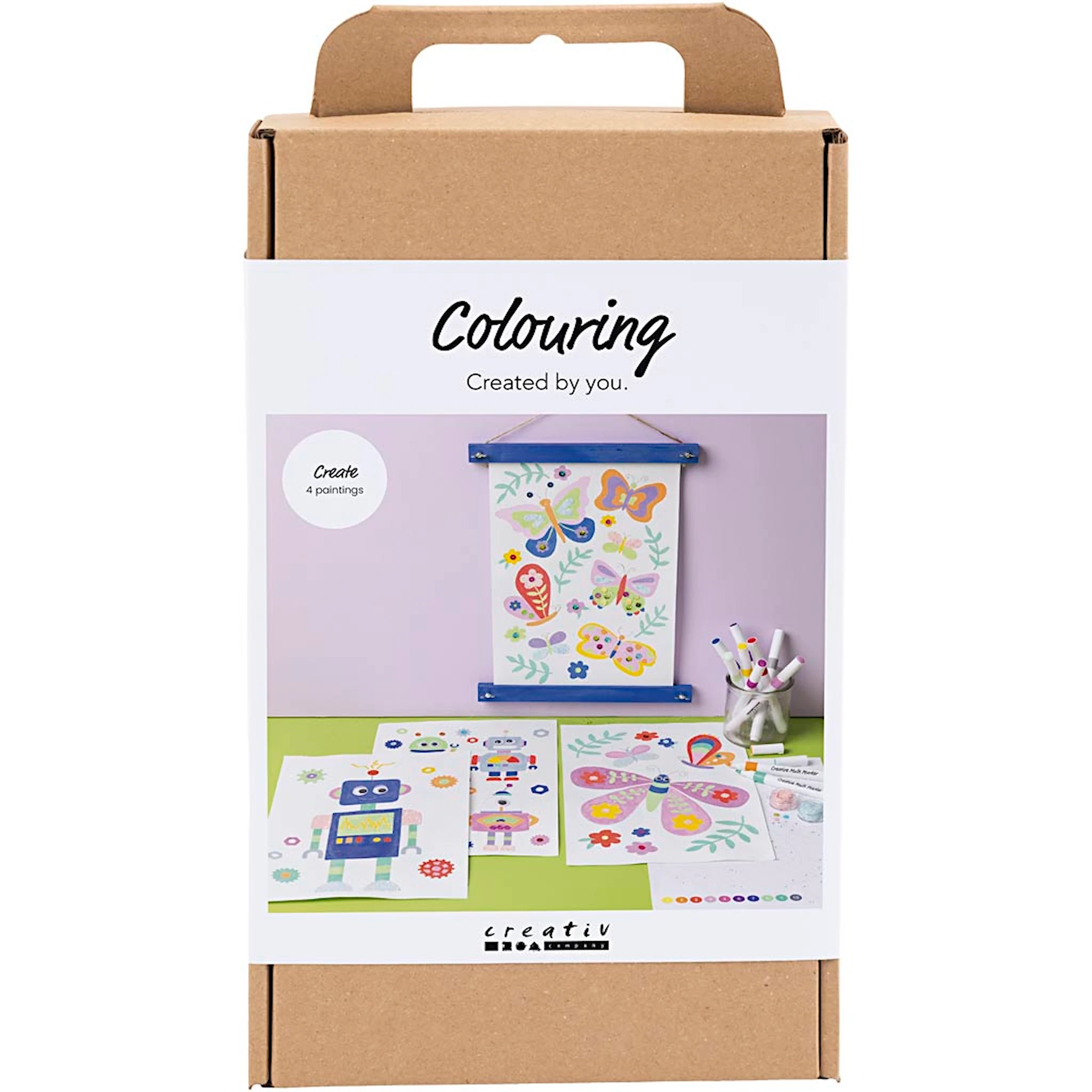 Produktbilde for DIY Kit Fargelegging, Sommerfugl og robot, glade farger, 1 pk.