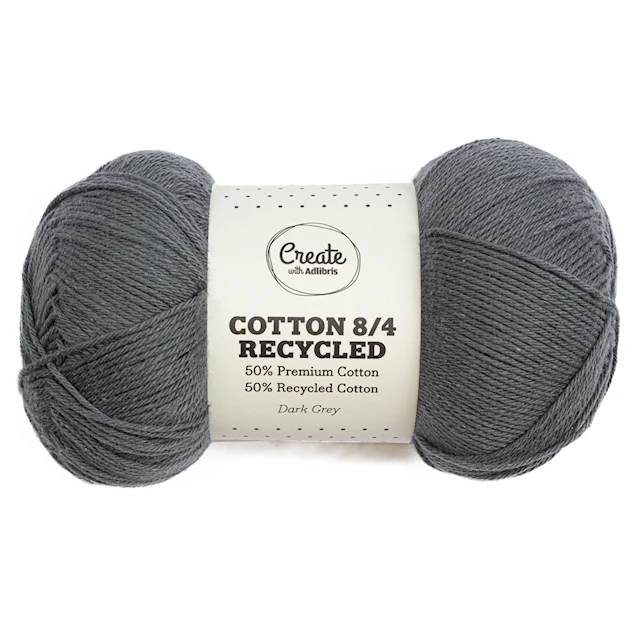 Cotton 8/4 Garn 100 g Recycled Dark Grey A182 Adlibris